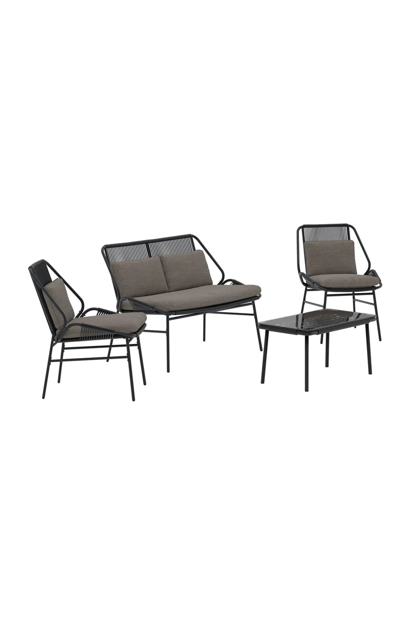 Outdoor Sitzgruppe-Set Zakynthos in Schwarz/Braun von Venture Home – Bild 2