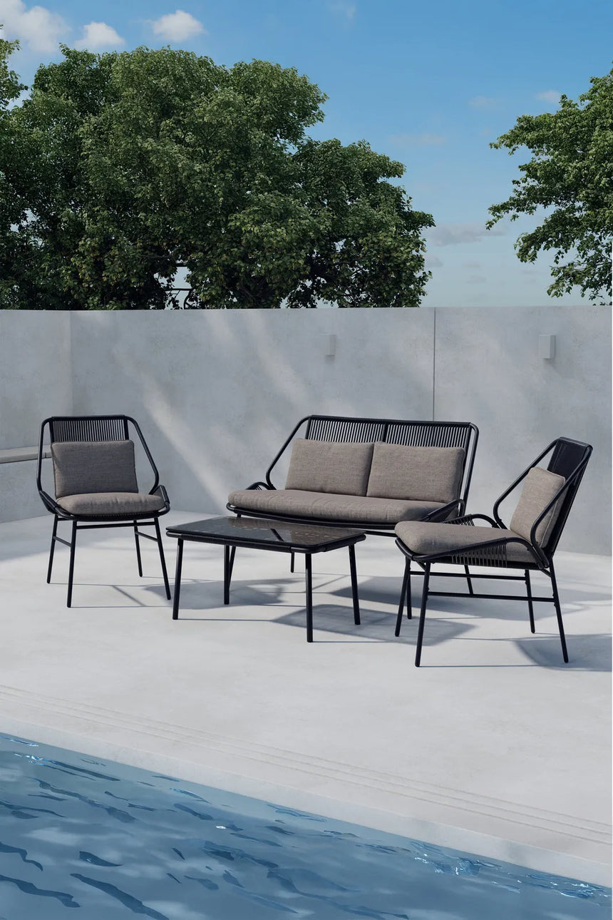 Outdoor Sitzgruppe-Set Zakynthos in Schwarz/Braun von Venture Home – Bild 4