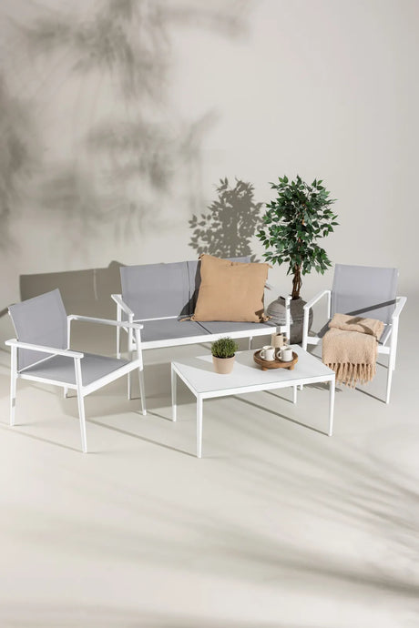 Outdoor Sitzgruppen-Set Break aus Aluminium und Textilene in Weiss und Grau von Venture Home – Bild 13