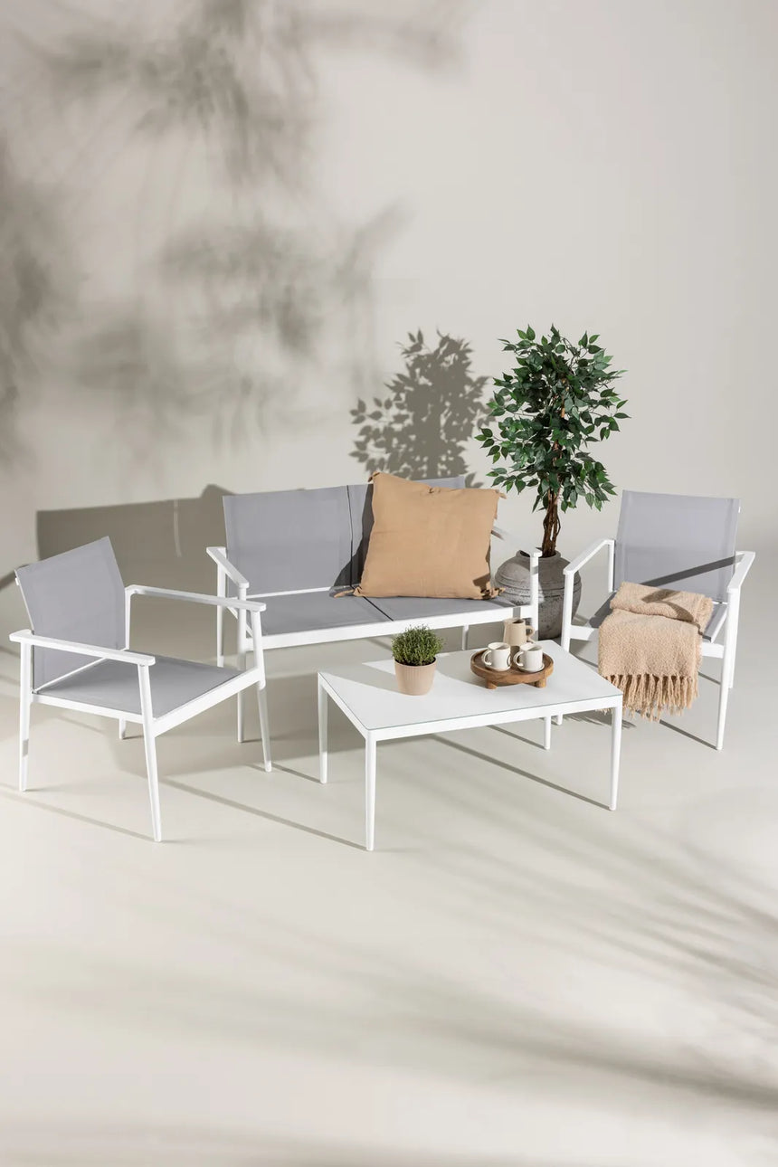 Outdoor Sitzgruppen-Set Break aus Aluminium und Textilene in Weiss und Grau von Venture Home – Bild 13