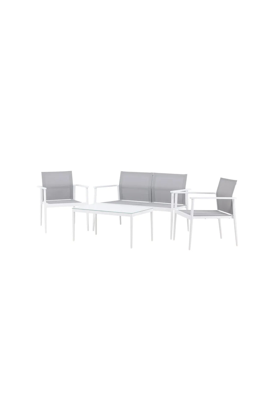 Outdoor Sitzgruppen-Set Break aus Aluminium und Textilene in Weiss und Grau von Venture Home – Bild 2