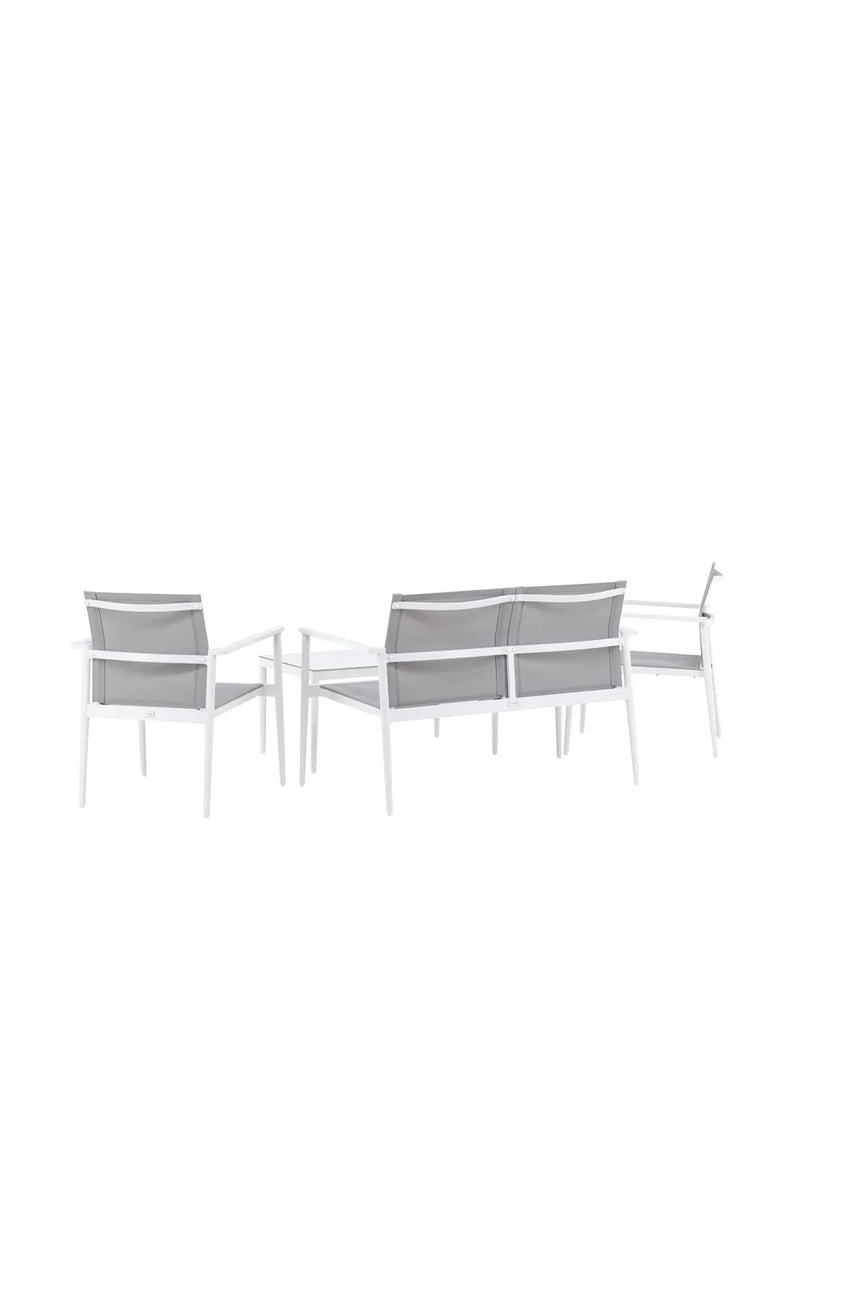 Outdoor Sitzgruppen-Set Break aus Aluminium und Textilene in Weiss und Grau von Venture Home – Bild 6