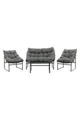Outdoor Sofa-Set Tina aus Stahl mit Glas Tischplatte in Schwarz/Grau von Venture Home – Bild 1