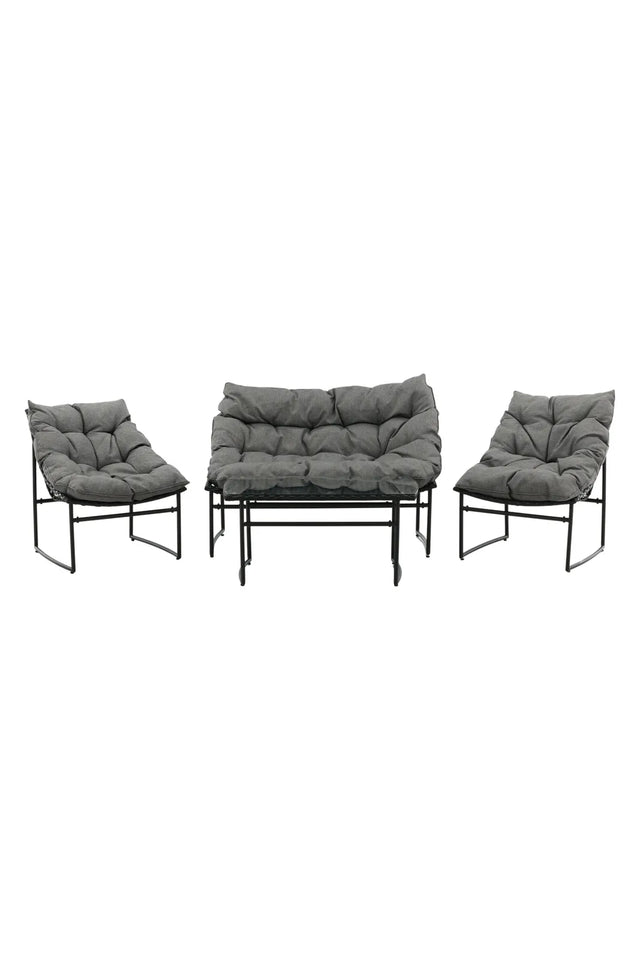 Outdoor Sofa-Set Tina aus Stahl mit Glas Tischplatte in Schwarz/Grau von Venture Home – Bild 1