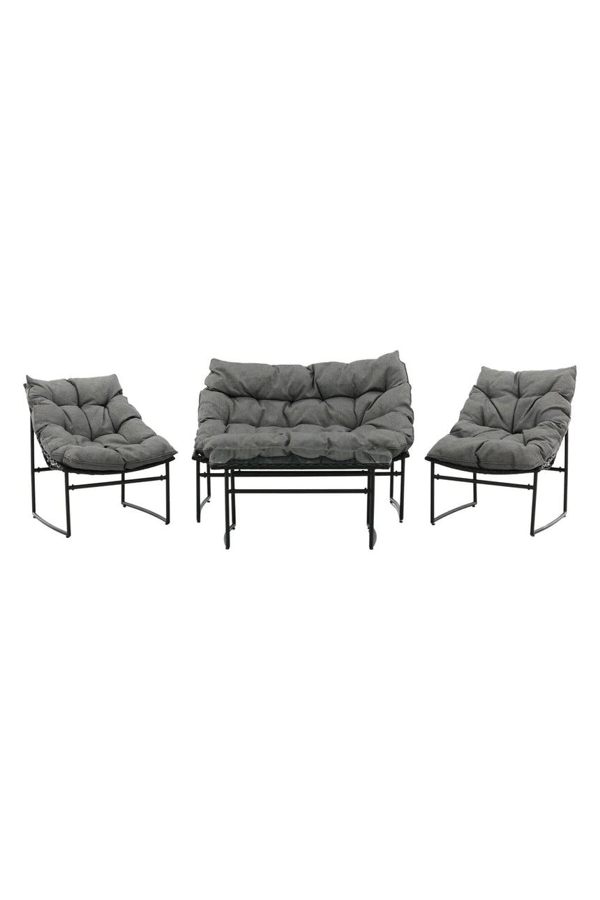 Outdoor Sofa-Set Tina aus Stahl mit Glas Tischplatte in Schwarz/Grau von Venture Home – Bild 1