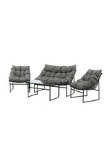 Outdoor Sofa-Set Tina aus Stahl mit Glas Tischplatte in Schwarz/Grau von Venture Home – Bild 2