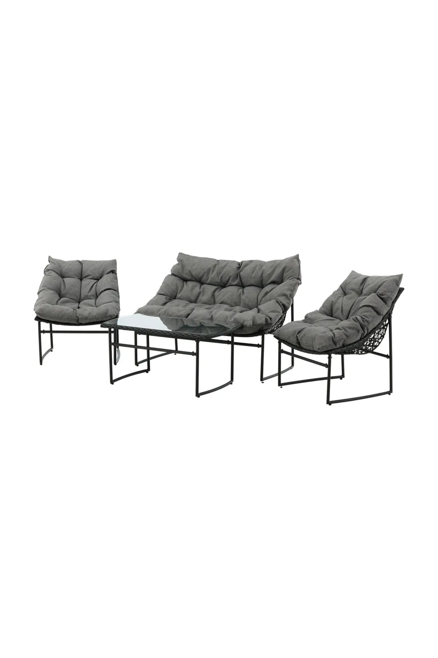 Outdoor Sofa-Set Tina aus Stahl mit Glas Tischplatte in Schwarz/Grau von Venture Home – Bild 2