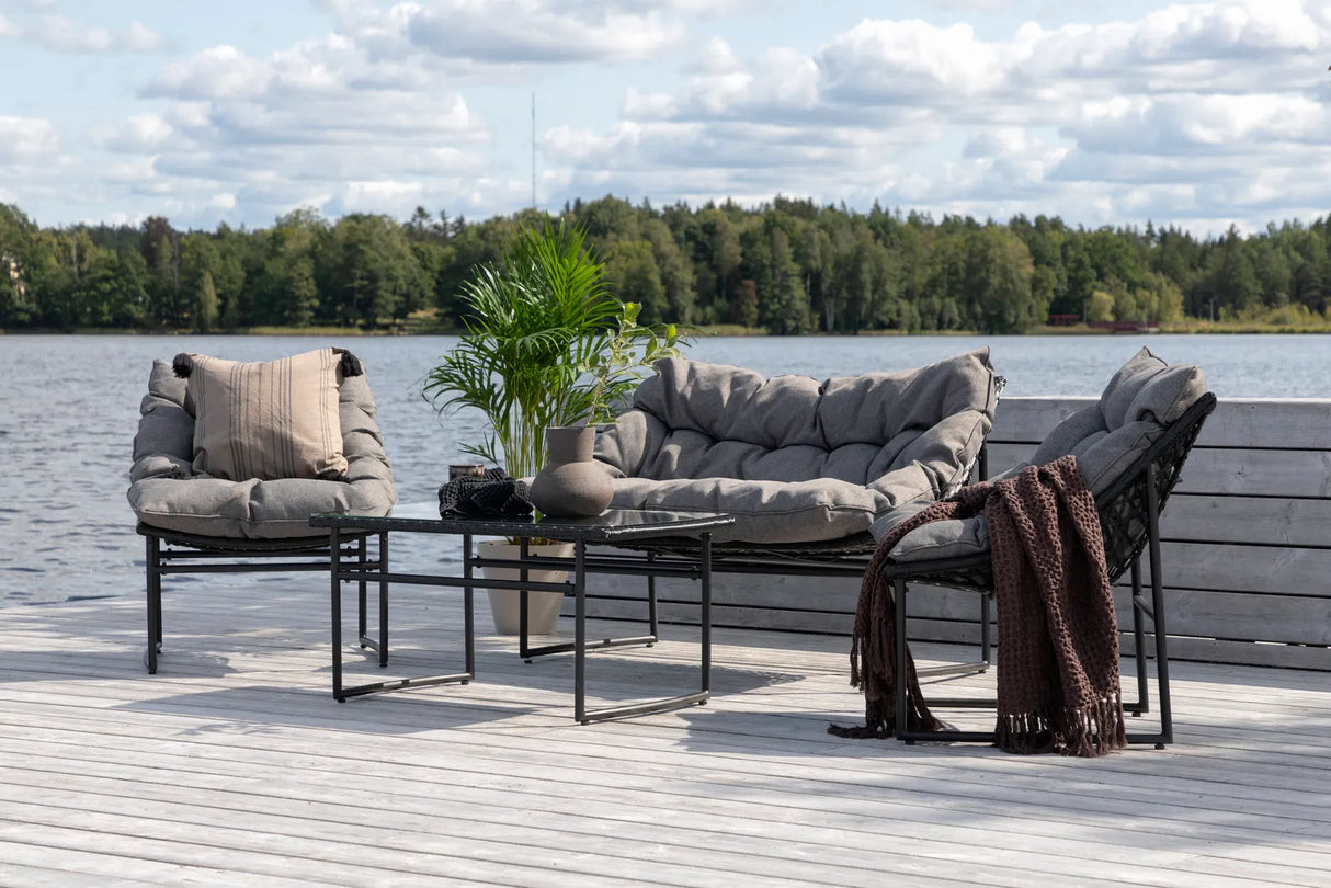 Outdoor Sofa-Set Tina aus Stahl mit Glas Tischplatte in Schwarz/Grau von Venture Home – Bild 27