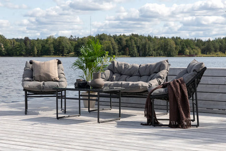 Outdoor Sofa-Set Tina aus Stahl mit Glas Tischplatte in Schwarz/Grau von Venture Home – Bild 27