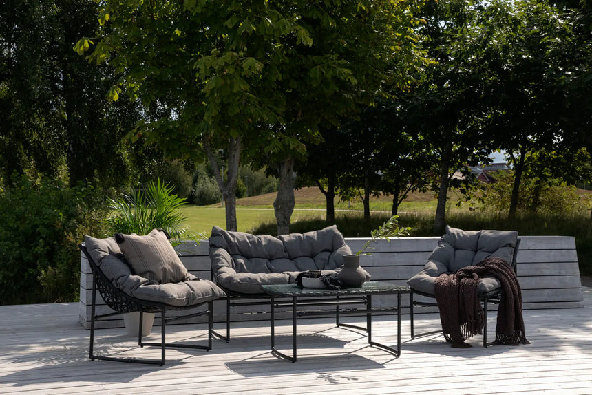 Outdoor Sofa-Set Tina aus Stahl mit Glas Tischplatte in Schwarz/Grau von Venture Home – Bild 28