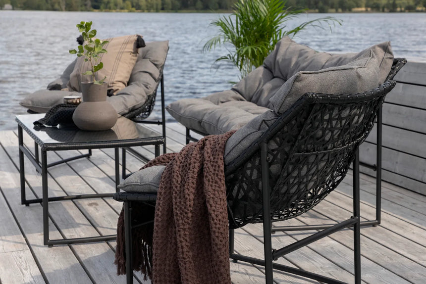 Outdoor Sofa-Set Tina aus Stahl mit Glas Tischplatte in Schwarz/Grau von Venture Home – Bild 29