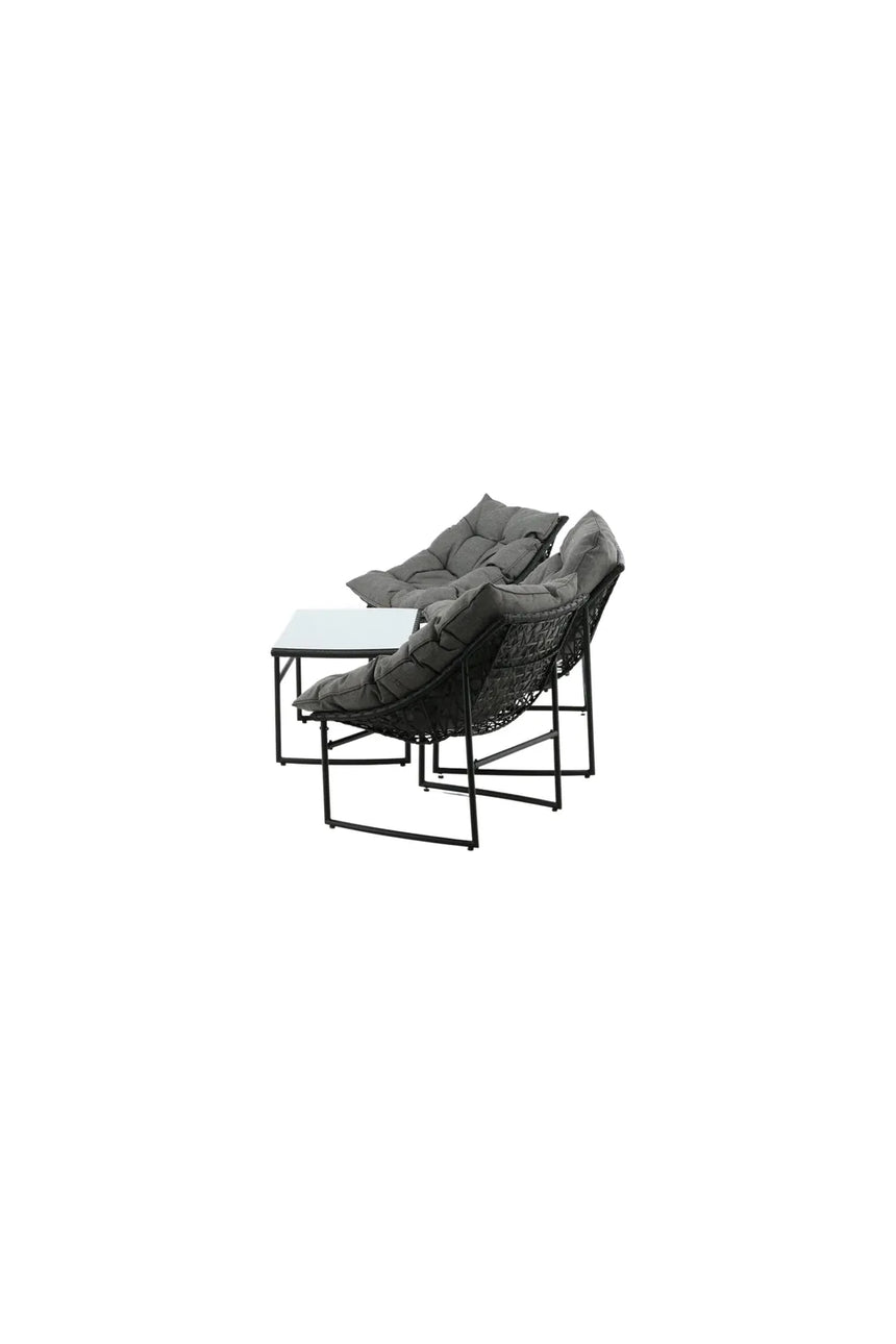Outdoor Sofa-Set Tina aus Stahl mit Glas Tischplatte in Schwarz/Grau von Venture Home – Bild 4