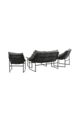 Outdoor Sofa-Set Tina aus Stahl mit Glas Tischplatte in Schwarz/Grau von Venture Home – Bild 6