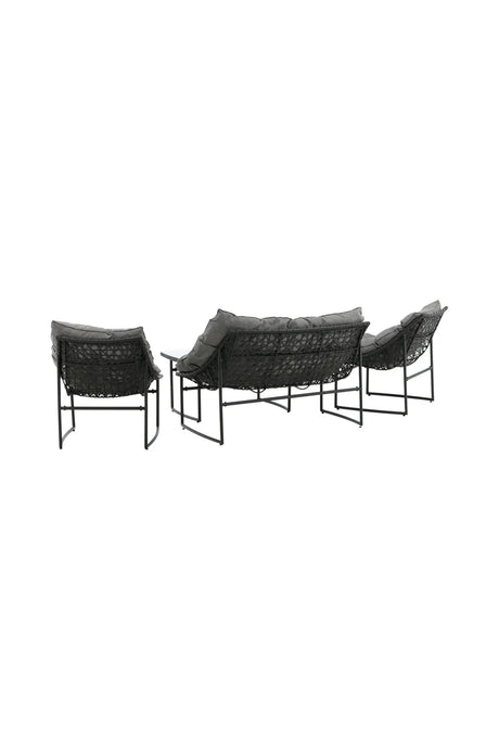 Outdoor Sofa-Set Tina aus Stahl mit Glas Tischplatte in Schwarz/Grau von Venture Home – Bild 6