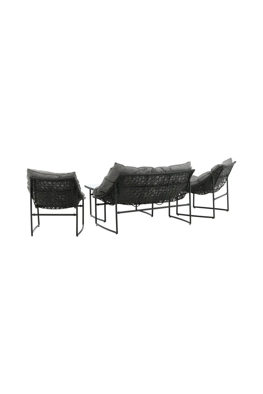 Outdoor Sofa-Set Tina aus Stahl mit Glas Tischplatte in Schwarz/Grau von Venture Home – Bild 6
