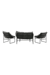 Outdoor Sofa-Set Tina aus Stahl mit Glas Tischplatte in Schwarz/Grau von Venture Home – Bild 7