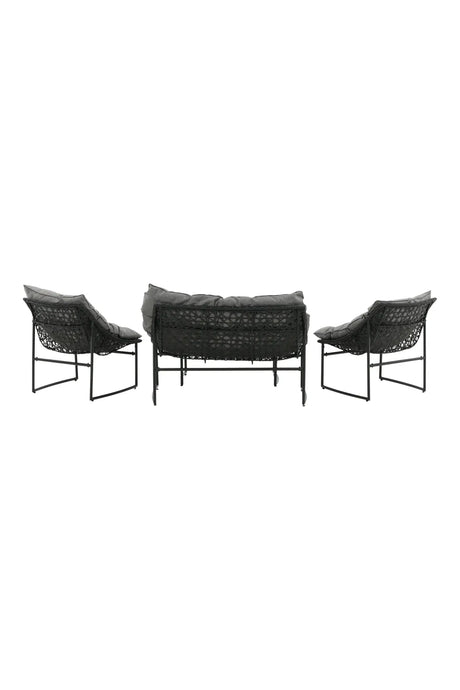 Outdoor Sofa-Set Tina aus Stahl mit Glas Tischplatte in Schwarz/Grau von Venture Home – Bild 7