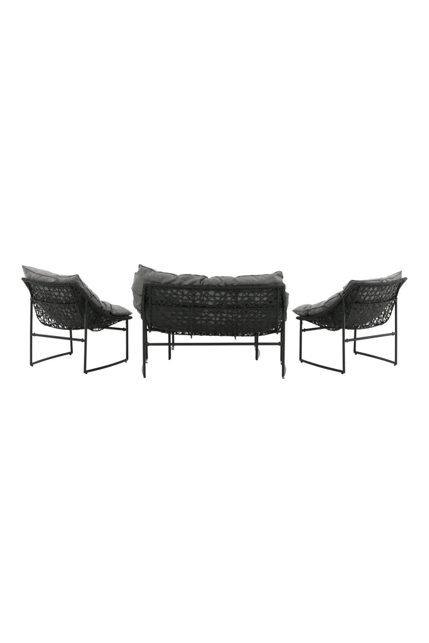 Outdoor Sofa-Set Tina aus Stahl mit Glas Tischplatte in Schwarz/Grau von Venture Home – Bild 7