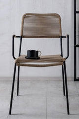 Outdoor Stuhl Lindos aus Polyesterseil und Stahl in Schwarz/Braun von Venture Home – Bild 10