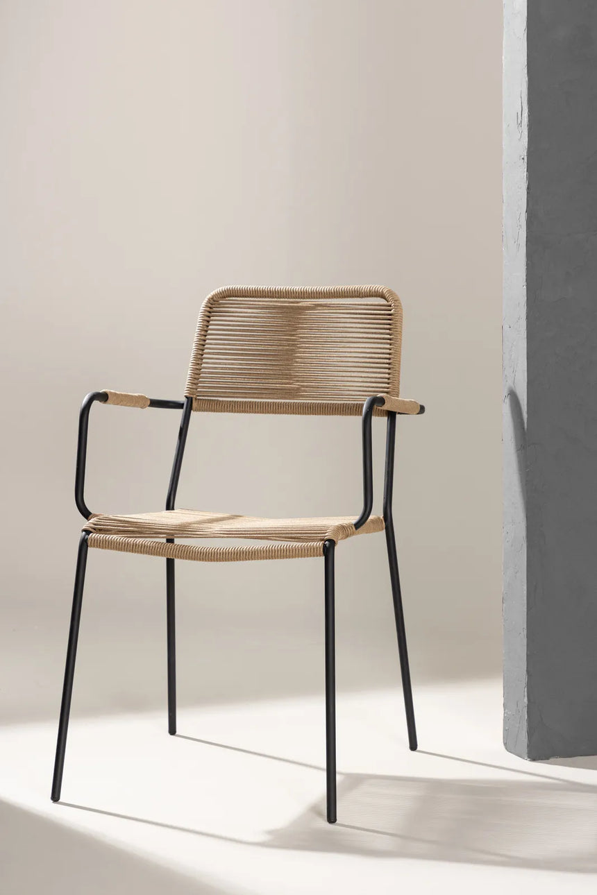 Outdoor Stuhl Lindos aus Polyesterseil und Stahl in Schwarz/Braun von Venture Home – Bild 15