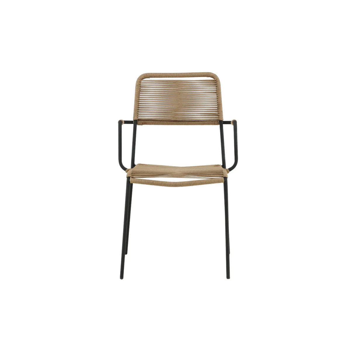 Outdoor Stuhl Lindos aus Polyesterseil und Stahl in Schwarz/Braun - ZEN ZONE Furniture