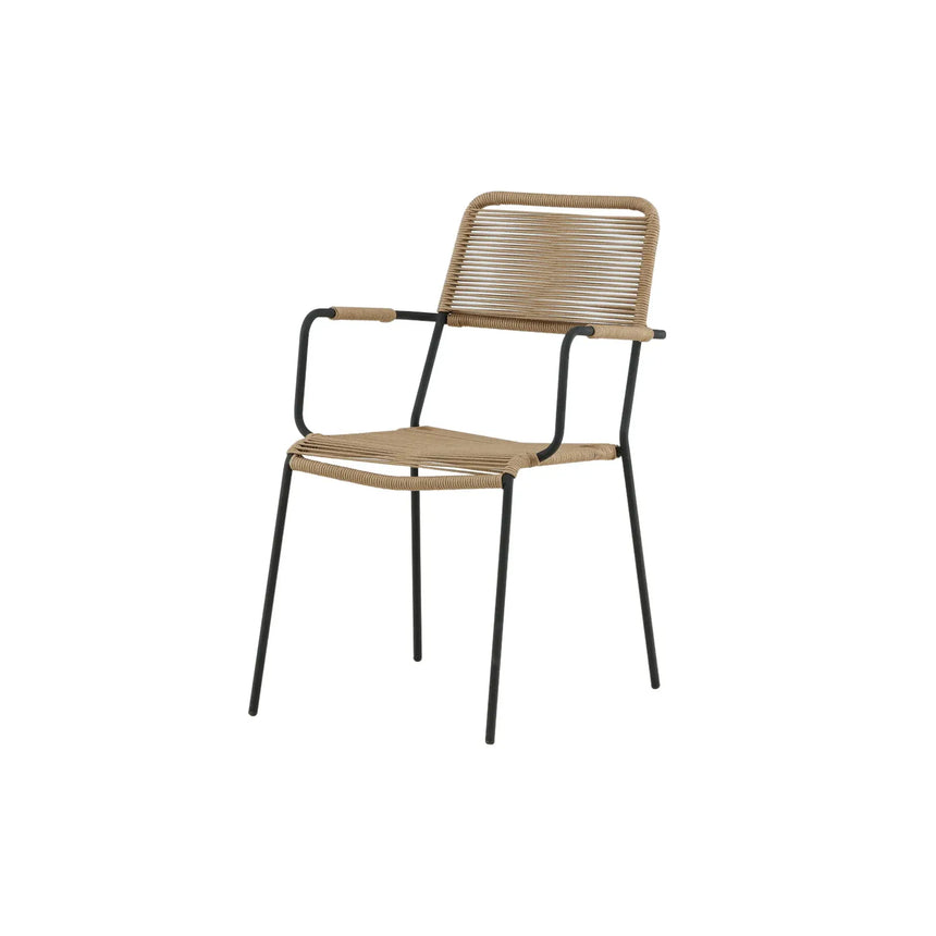 Outdoor Stuhl Lindos aus Polyesterseil und Stahl in Schwarz/Braun - ZEN ZONE Furniture