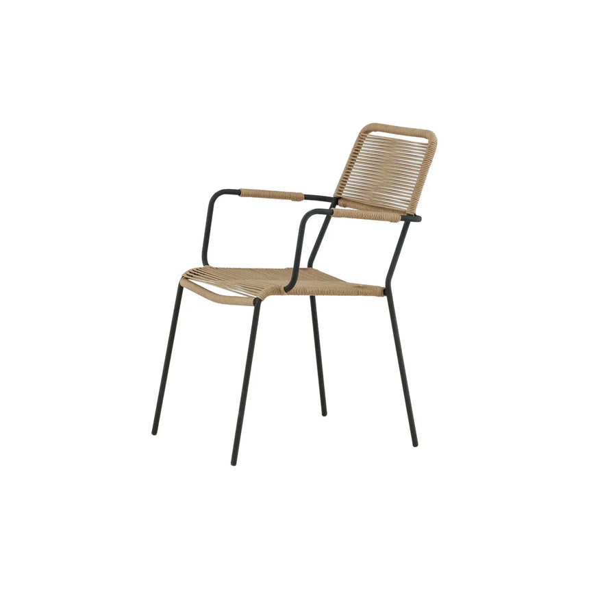 Outdoor Stuhl Lindos aus Polyesterseil und Stahl in Schwarz/Braun - ZEN ZONE Furniture