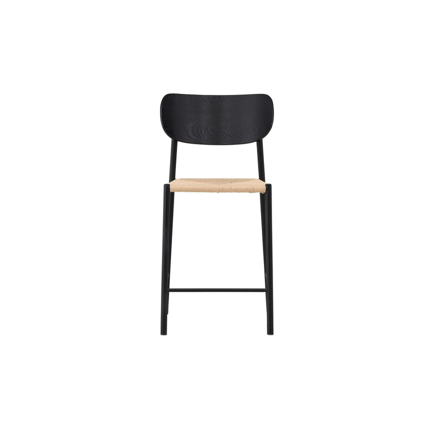 Polly Barstuhl mit Rückenlehne Schwarz / Natürliche Seil von Venture Home – Produktbild 1