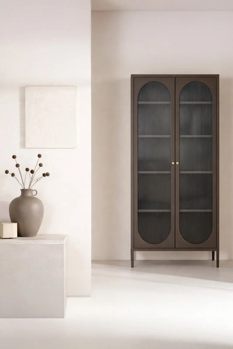 Regal Lima aus Stahl mit Glas in braun, 80x35x180 cm von Venture Home – Bild 2