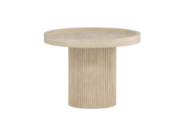 Runder Beistelltisch Krille mit beigem Travertinlook ⌀60 von Venture Home – Bild 19