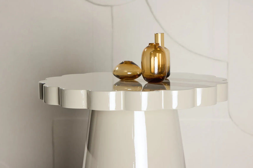 Runder Beistelltisch Krull in glänzendem beige ⌀45 von Venture Home – Bild 34