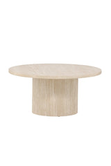 Runder Couchtisch Härön in beige mit Travertinlook ⌀80 von Venture Home – Bild 1