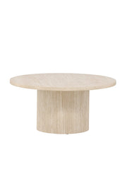 Runder Couchtisch Härön in beige mit Travertinlook ⌀80 von Venture Home – Bild 1