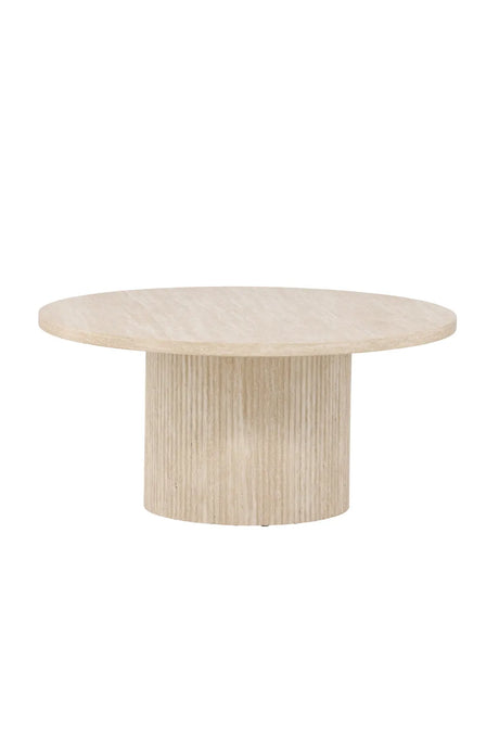 Runder Couchtisch Härön in beige mit Travertinlook ⌀80 von Venture Home – Bild 1