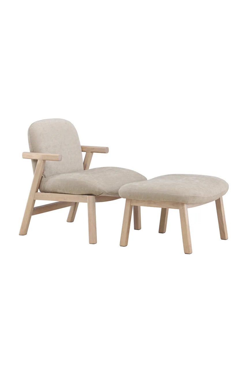 Sessel Rile aus Gummiholz mit Pouf in tünchenfarbenem Beige von Venture Home – Bild 11
