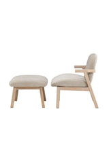 Sessel Rile aus Gummiholz mit Pouf in tünchenfarbenem Beige von Venture Home – Bild 4