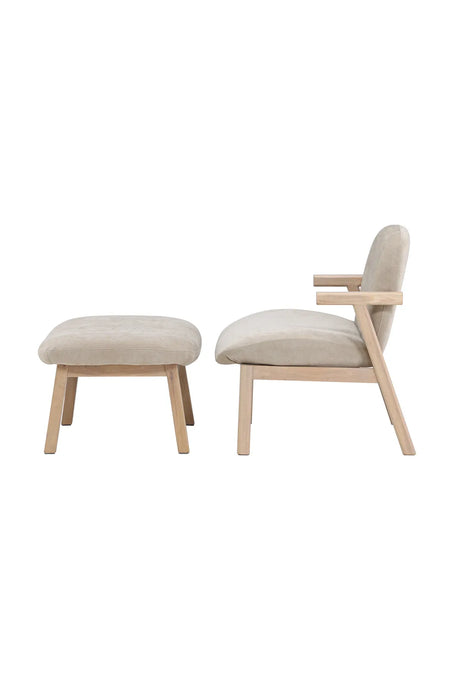 Sessel Rile aus Gummiholz mit Pouf in tünchenfarbenem Beige von Venture Home – Bild 4