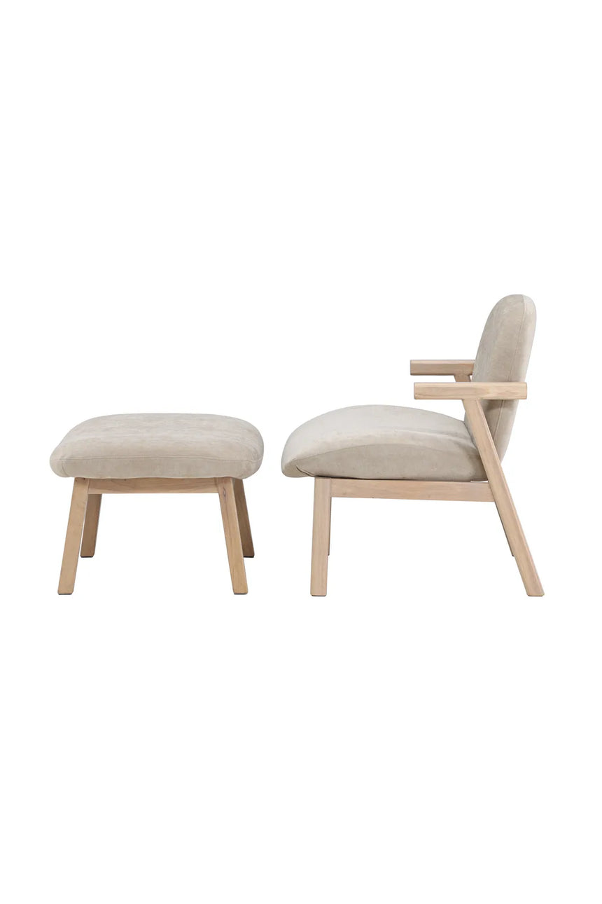 Sessel Rile aus Gummiholz mit Pouf in tünchenfarbenem Beige von Venture Home – Bild 4