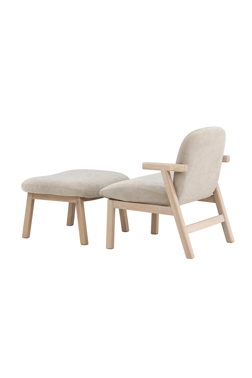 Sessel Rile aus Gummiholz mit Pouf in tünchenfarbenem Beige von Venture Home – Bild 5