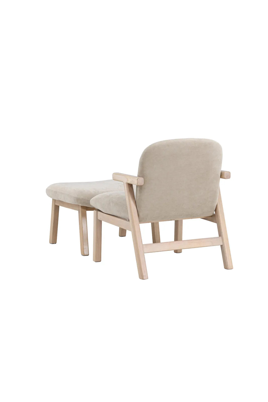 Sessel Rile aus Gummiholz mit Pouf in tünchenfarbenem Beige von Venture Home – Bild 6