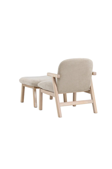 Sessel Rile aus Gummiholz mit Pouf in tünchenfarbenem Beige von Venture Home – Bild 6