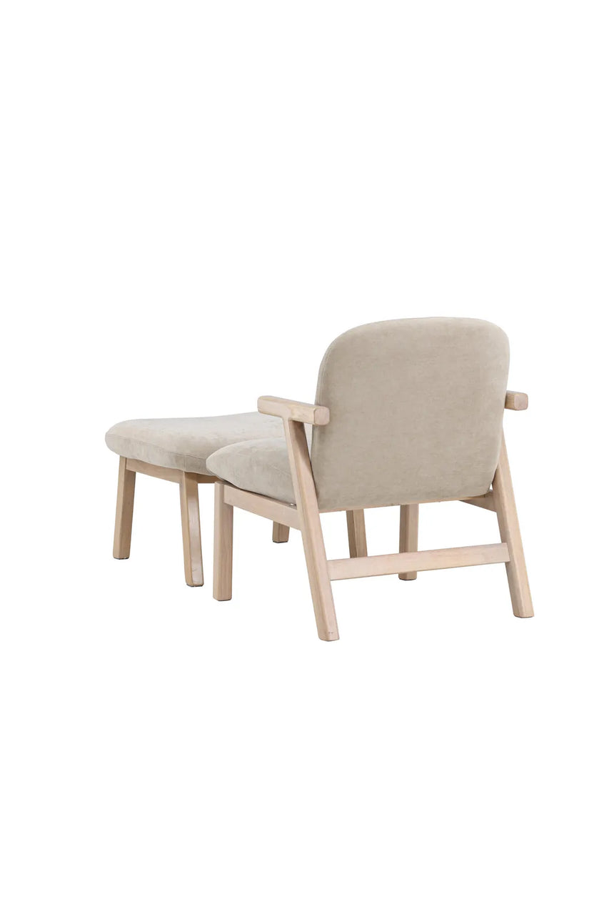 Sessel Rile aus Gummiholz mit Pouf in tünchenfarbenem Beige von Venture Home – Bild 6