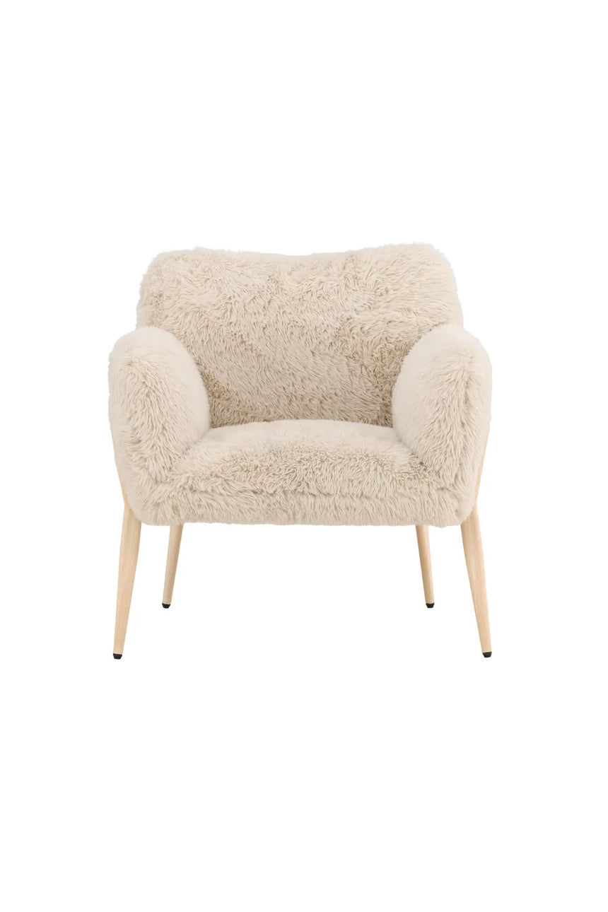 Sessel Zenzi mit beigem Kunstfell von Venture Home – Bild 1