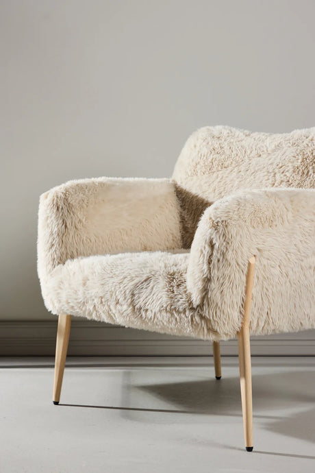 Sessel Zenzi mit beigem Kunstfell von Venture Home – Bild 14
