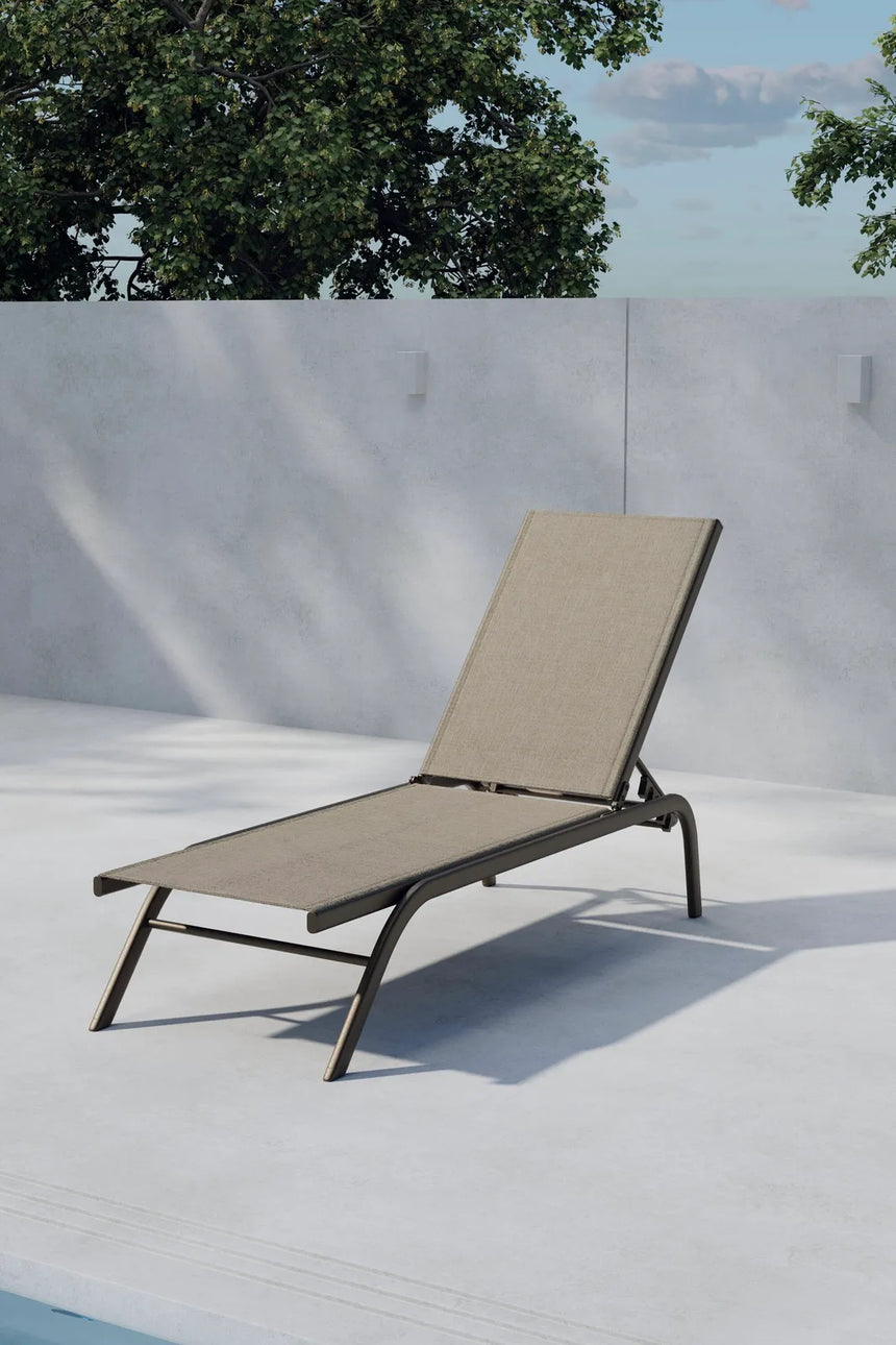 Sonnenliege Kastos aus Stahl und Textilene in Beige/Braun, 190×58x94 cm von Venture Home – Bild 4