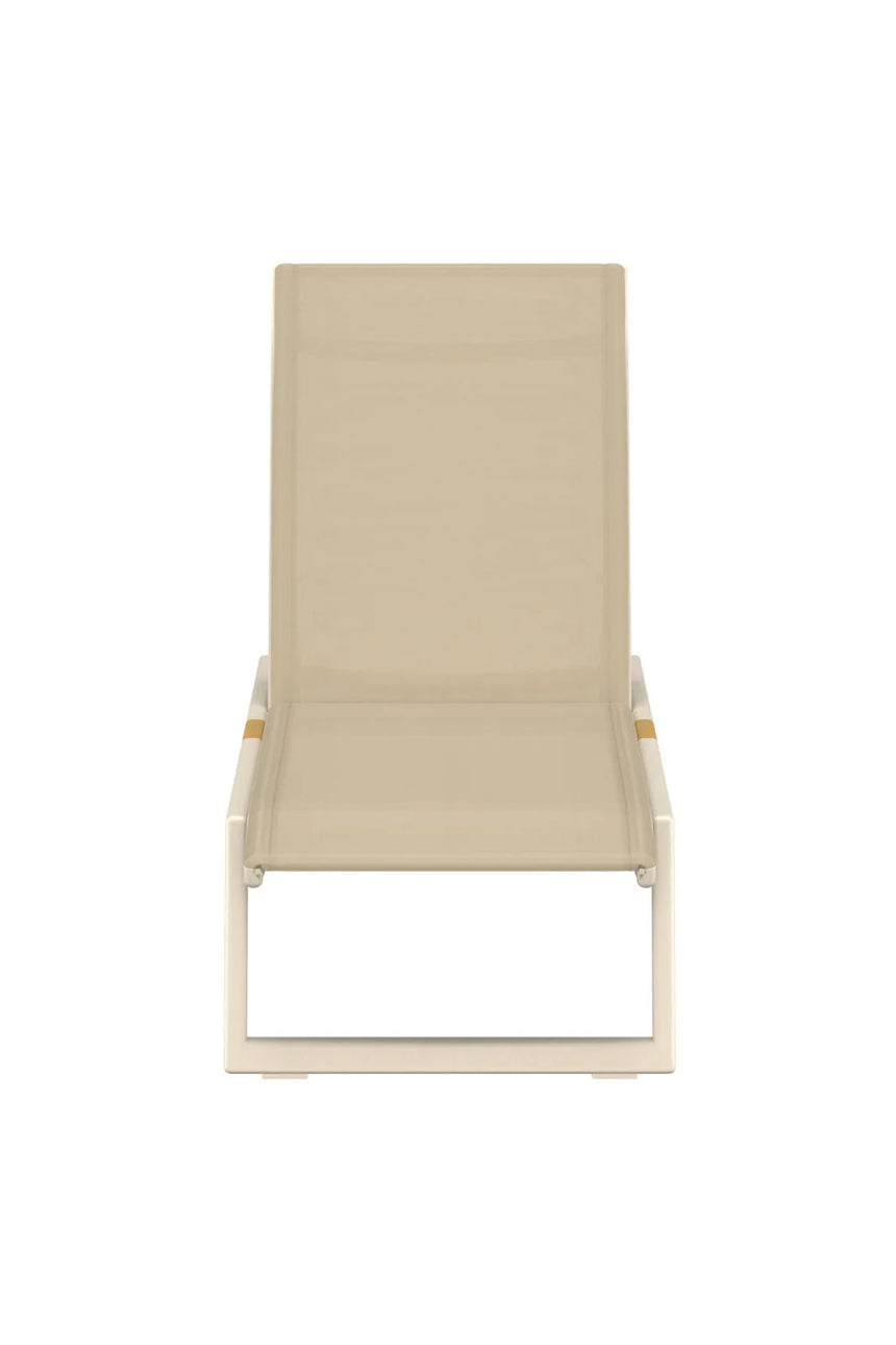 Sonnenliege Mexico aus Textilene, Aluminium und Teak in Beige, 2er-Set von Venture Home – Bild 1
