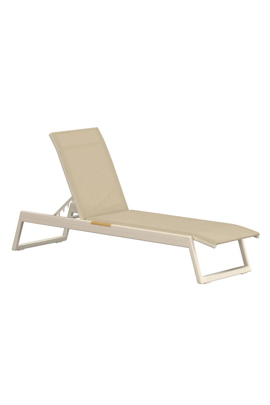 Sonnenliege Mexico aus Textilene, Aluminium und Teak in Beige, 2er-Set von Venture Home – Bild 2