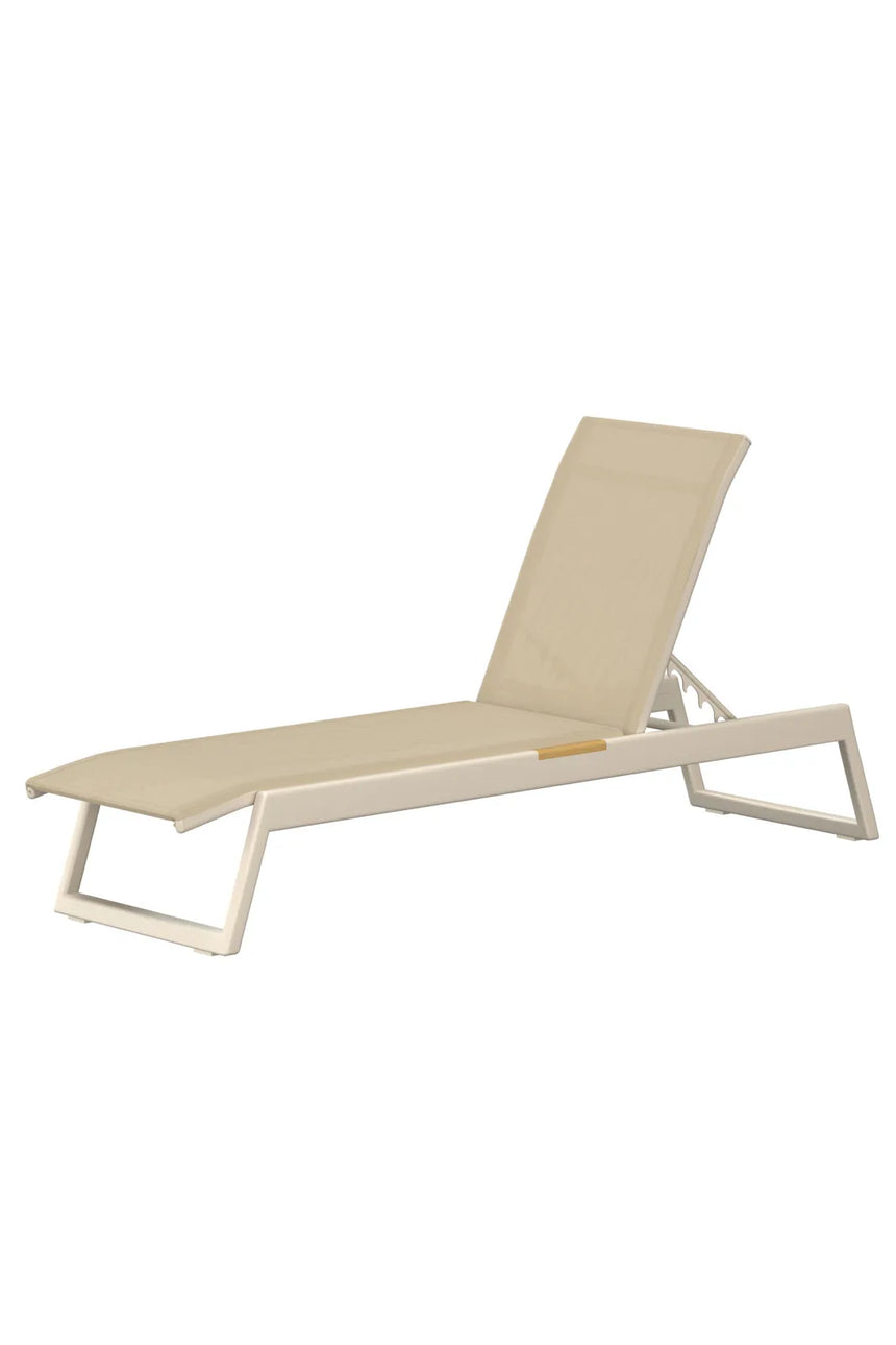 Sonnenliege Mexico aus Textilene, Aluminium und Teak in Beige, 2er-Set von Venture Home – Bild 3
