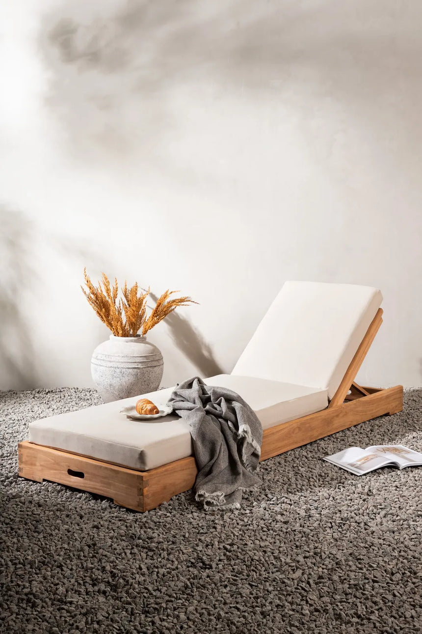 Sonnenliege Sunbed aus Teak mit beigem Kissen, 200×70×14 cm von Venture Home – Bild 17