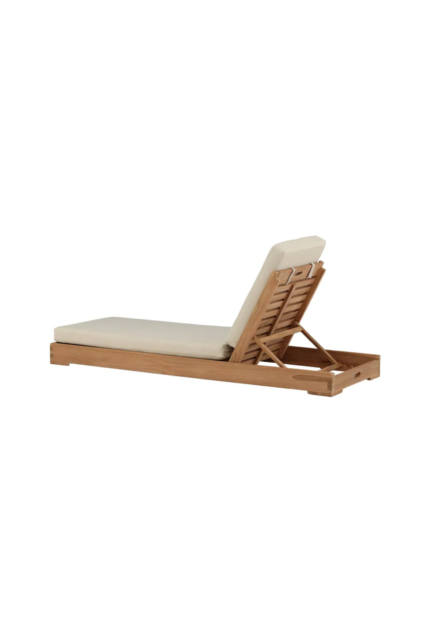 Sonnenliege Sunbed aus Teak mit beigem Kissen, 200×70×14 cm von Venture Home – Bild 2